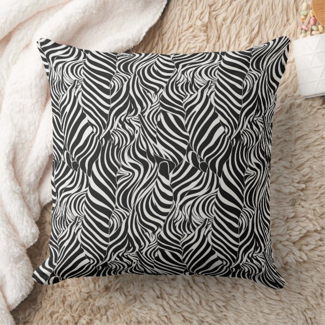Coussin Impression Zebra en motif noir et blanc (Couverture)