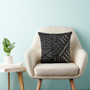 Coussin Imprimantes en tissu de boue géométrique nubienne