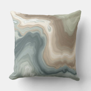 Coussin Imprimé Abstrait de Style Marin Bleu Vert Marron C