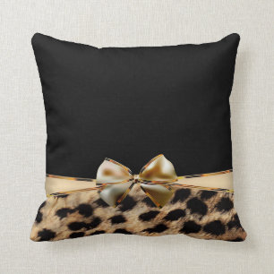 Coussin Imprimé animal noir et or léopard guépard
