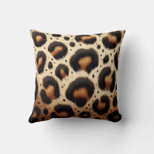 Coussin Imprimé animalier taches de fourrure léopard beige