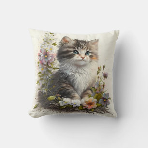 Coussin Imprimé aquarelle adorable de chatons Ragamuffin