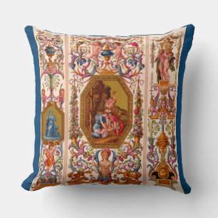 Coussin imprimé baroque ultra opulent du XVIIe siècle