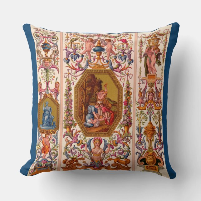 Coussin imprimé baroque ultra opulent du XVIIe siècle (Recto)