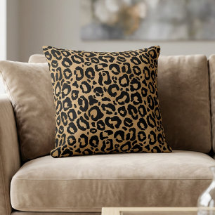Coussin Imprimé chic léopard taches de guépard marron noir