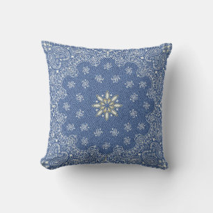 Coussin IMPRIMÉ CLASSIQUE COUNTRY WESTERN BANDANA (bleu)