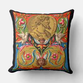 Coussin Imprimé du 15ème siècle César oiseaux fleurs etc