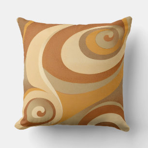 Coussin Imprimé esthétique années 70 Marron Doré Orange