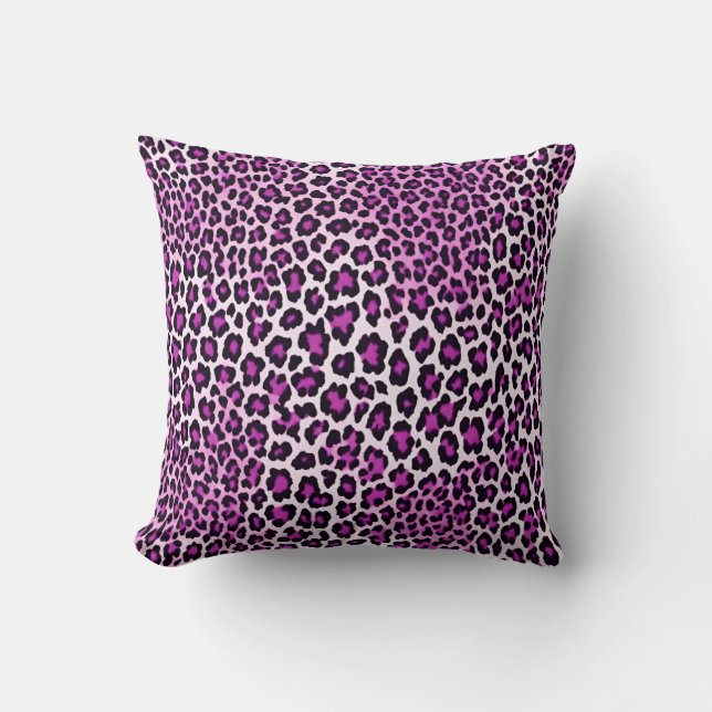 Coussin Imprimé léopard rose magenta  (Recto)