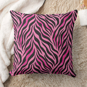 Coussin Imprimé Zèbre Rose Vibrant et Noir