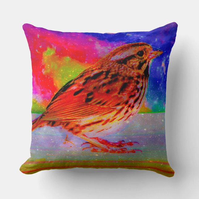 Coussin Imprimer l'art du rêve d'oiseaux cosmiques" (Recto)