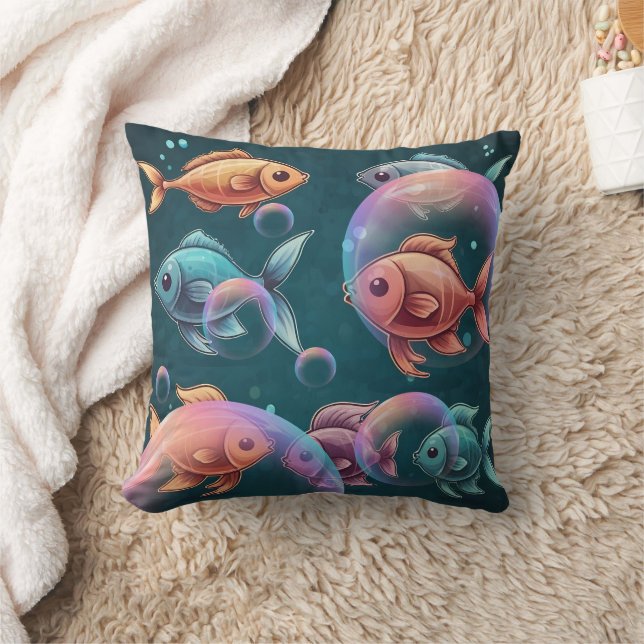Coussin Imprimer les bulles de poisson à rayons X (Couverture)