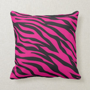 Coussin Imprimez les bandes Zèbres Noires Fuchsia rose Cha