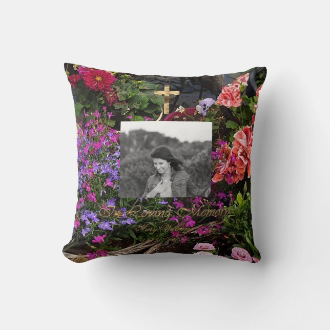 Coussin In Love Memory Golden Cross Ajouter Photo Floral (Recto)