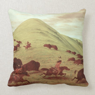 Coussin Indiens de Sioux chassant le buffle, 1835 (huile