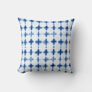 Coussin Indigo Blue Tie Dye Abstrait Shibori Motif
