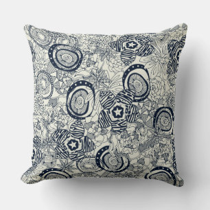 Coussin indigo ivoire succulent