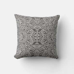 Coussin Indonésien Batik Motif Megamendung Nuages gris