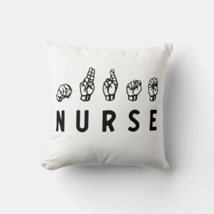 Coussin Infirmière ASL langue des signes main Nurse Grad R
