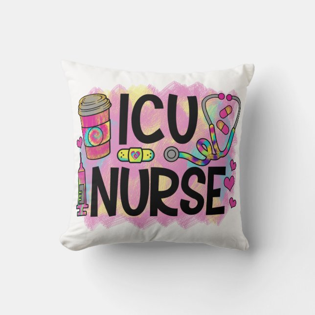 Coussin Infirmière de l'ICU cool et colorée (Recto)