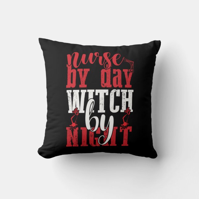 Coussin Infirmière d'Halloween par sorcière de jour par nu (Recto)
