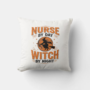 Coussin Infirmière le jour sorcière la nuit Design Hallowe