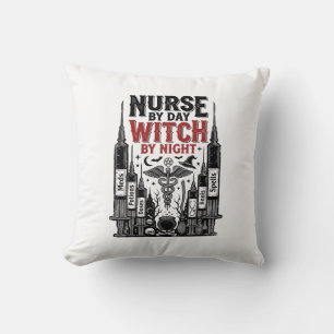 Coussin Infirmière le jour sorcière la nuit Design Hallowe