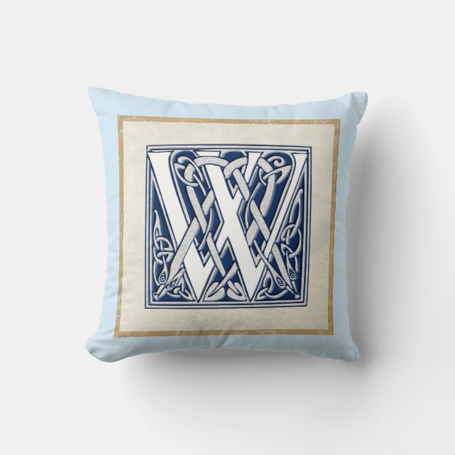 Coussin Initiale céleste réversible (Recto)