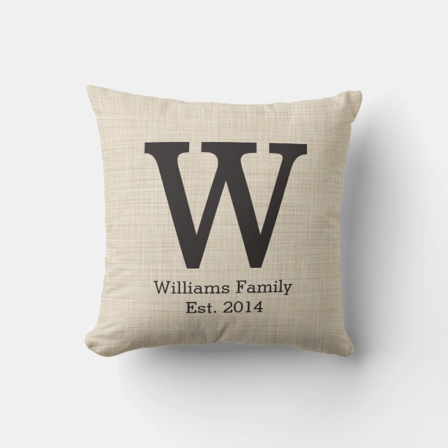 Coussin Initiale de monogramme sur la toile de Faux (Recto)