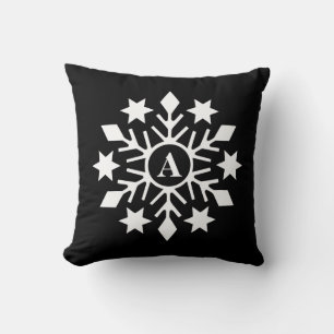 Coussin Initiale Noir Blanc Noir Flocon de neige
