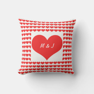 Coussin Initiales de monogramme Motif de coeur Cadeau de S