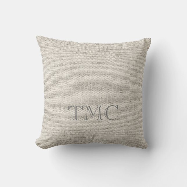Coussin INITIALES Monogrammes classiques Tissu de lin neut (Recto)