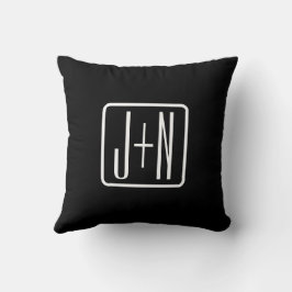 Coussin Initiales monogrammes modernes | Noir & Blanc