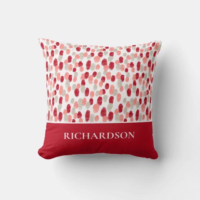 Coussin Initiales Motif moderne rouge et blanc Personnalis (Recto)