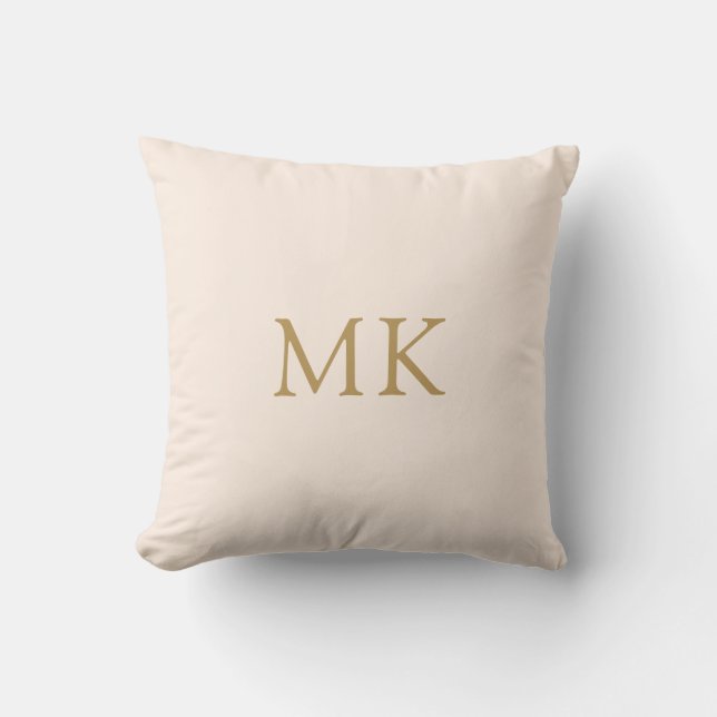 Coussin Initiales personnalisées en or rose pâle rose  (Recto)