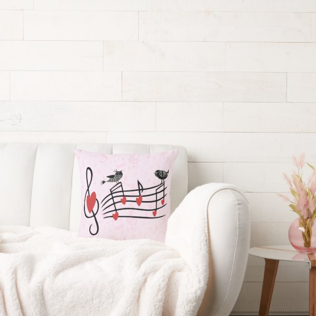 Coussin Inséparables de musique en rose (Canapé)