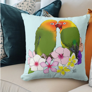 Coussin Inséparables Fleurs tropicales