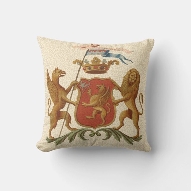 Coussin Insigne héraldique avec Griffin et Lion (Recto)