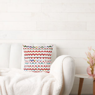 Coussin inspiration chevron blanc et rouge
