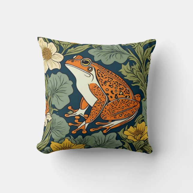 Coussin Inspiration de la grenouille William Morris (Recto)