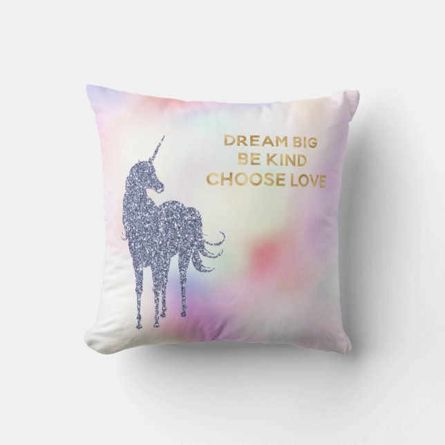 Coussin Inspiration Parties scintillant violet licorne    (Recto)