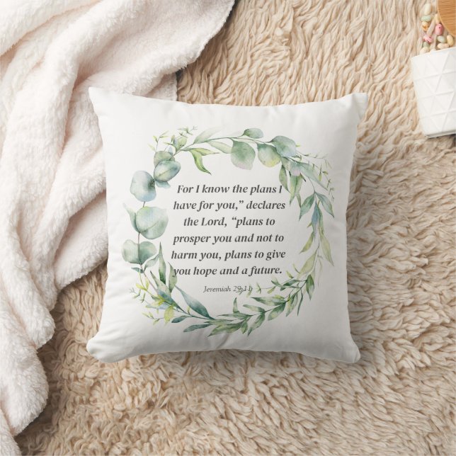 Coussin Inspirationnelle Bible Verse Jérémie 29:11 (Couverture)