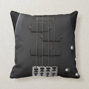 Coussin Instrument de basse guitare noir