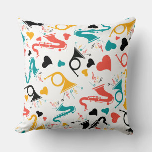 Coussin Instruments de musique colorés Note & Coeurs Motif