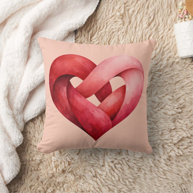 Coussin Interlocked Heart Throw Pillow Red Pink Love Decor (Couverture)