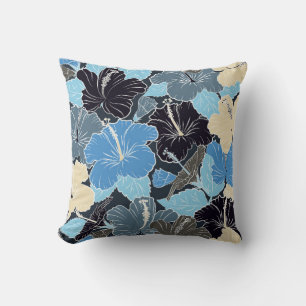 Coussin Intersecter courbe élégant flux d'hibiscus stylisé
