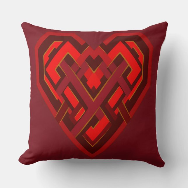 Coussin Interwoven Heart of Love – Modern Geometric (Recto)