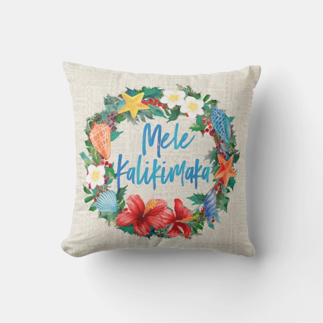 Coussin Inverse hawaïen de guirlande de Noël de Mele (Recto)