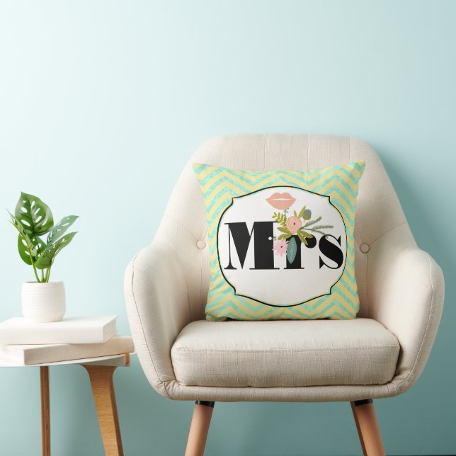 Coussin Invitation de Mint Mariage damassé moderne (Chaise)
