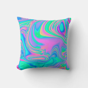 Coussin Iridescent marbled holographic texture vibrant 